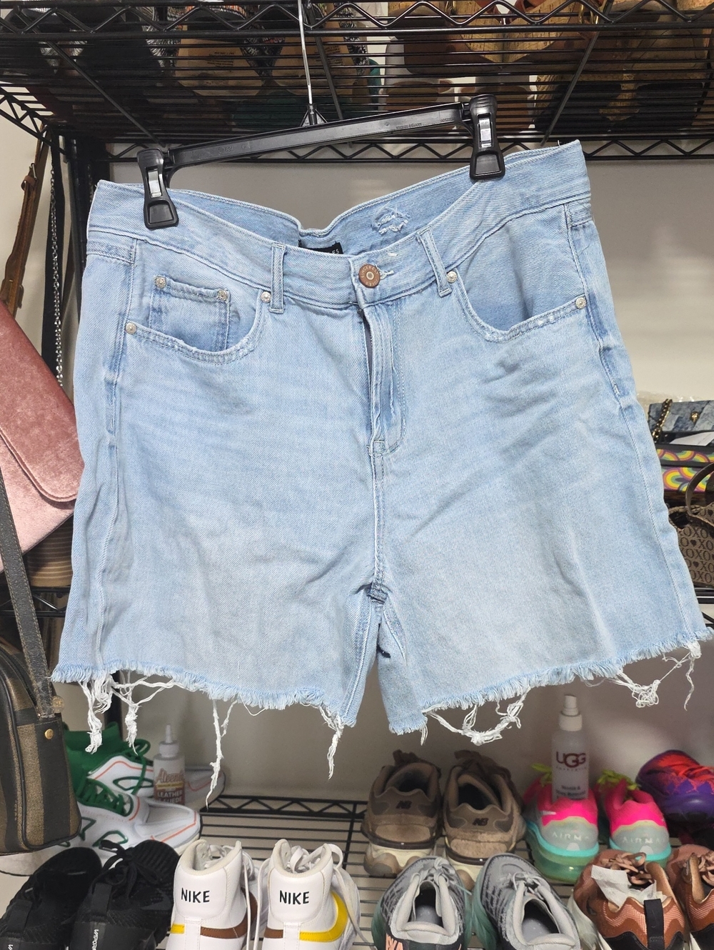 Sincerely Jules Light Blue Frayed Hem Denim Shorts